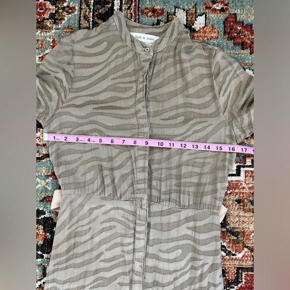 cloth & stone tiger striped button front midi long sleeve dress XS - Picture 9 of 10